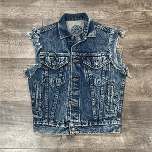 Vintage Levi's 4 Pocket Spotted Denim Jean Cutoff Sleeveless Vest size small